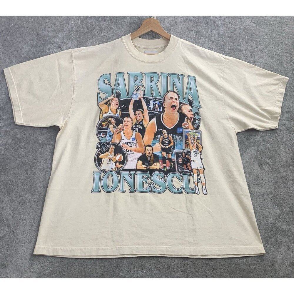 Game Changer Shirt Mens 2XL Sabrina Ionescu WNBA Basketball Tee Oversized Cream